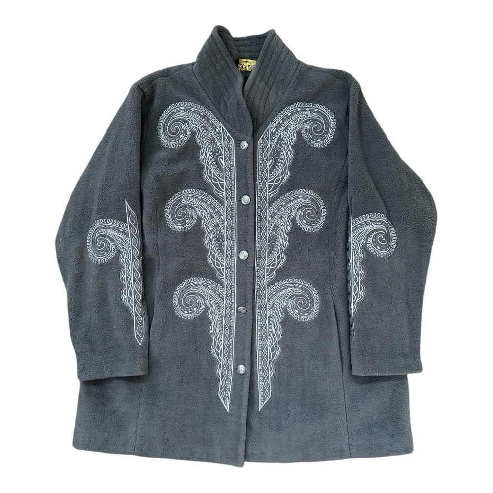 Bob Mackie Wearable Art Fleece Embroidered Jacket